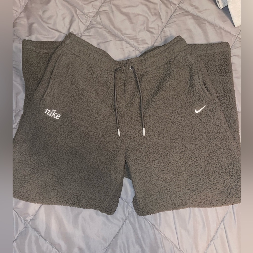 Gray fuzzy Nike sweats